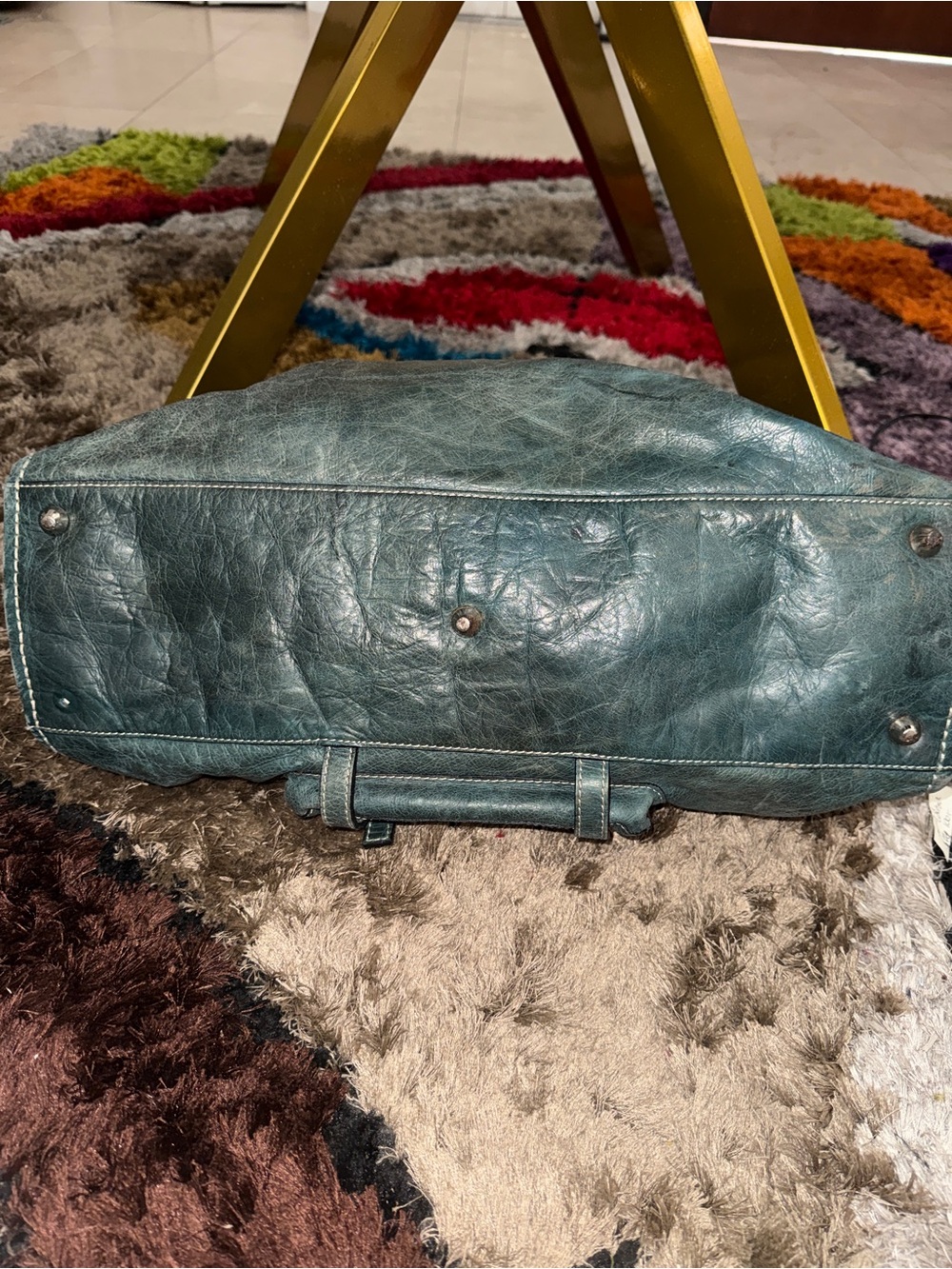 Chloe Black Leather Edith Tote with Contrast Stitching - Picture 11 of 12